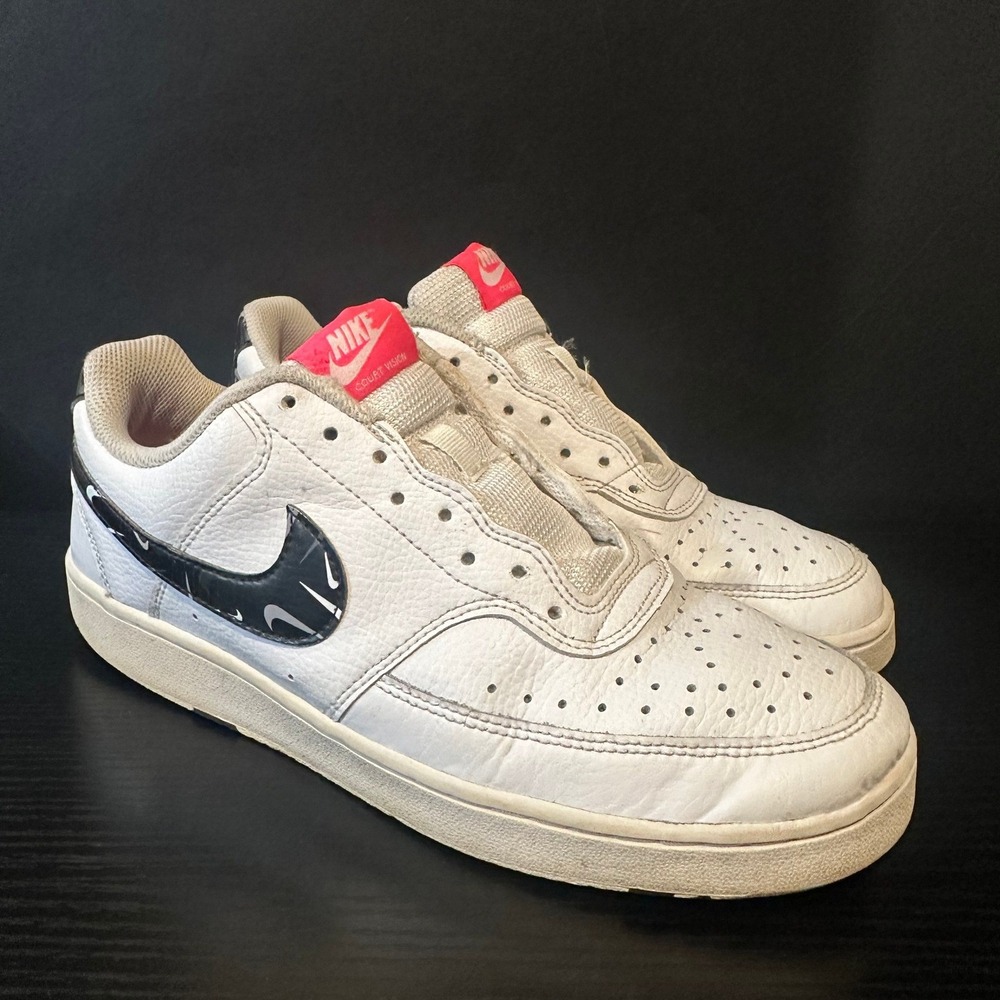 Nike Court Vision Low White Pink Black Pattern DM8079-100 Womens Size 8.5